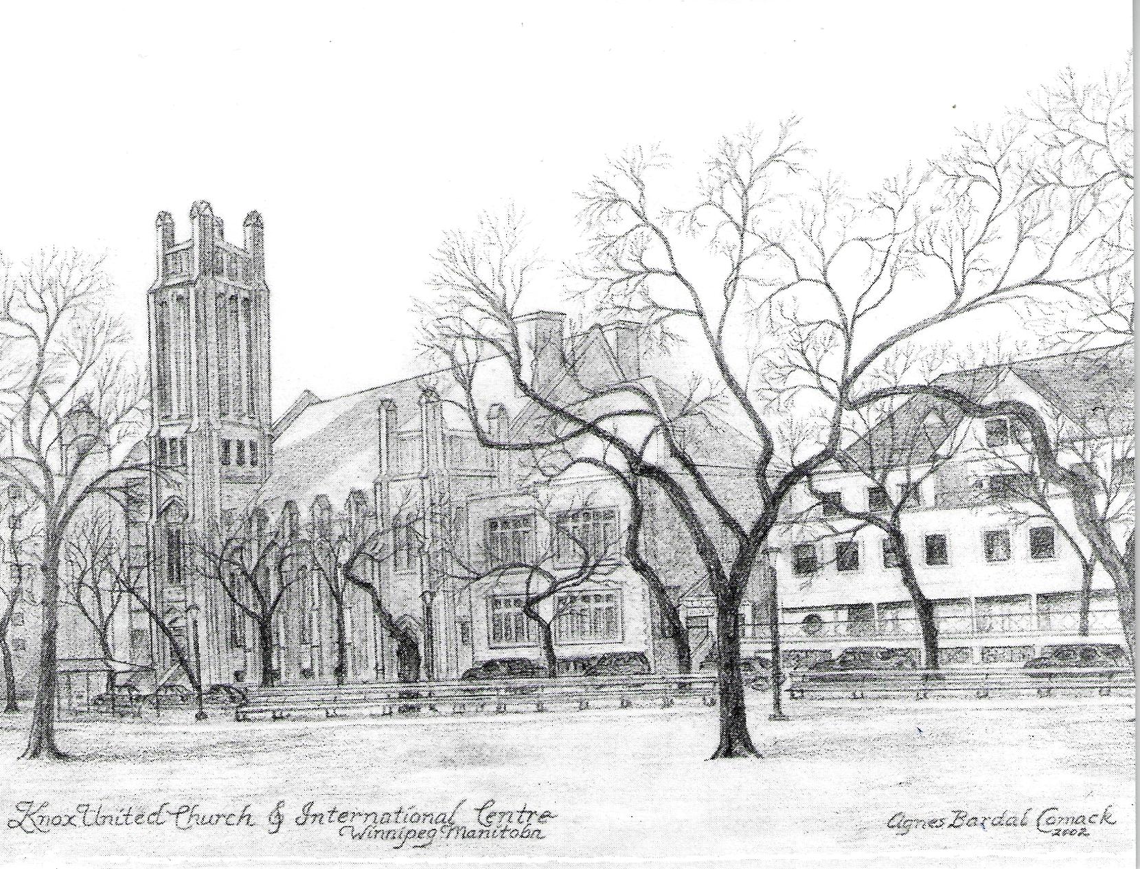 Sketch by congregation member Agnes Bardal Comack in 2002.