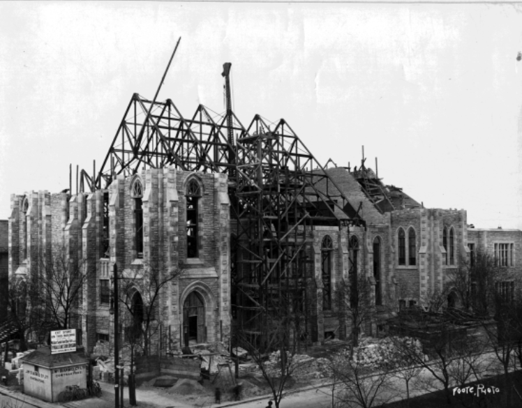 Knox building under construction c 1914, photo by L.B. Foote