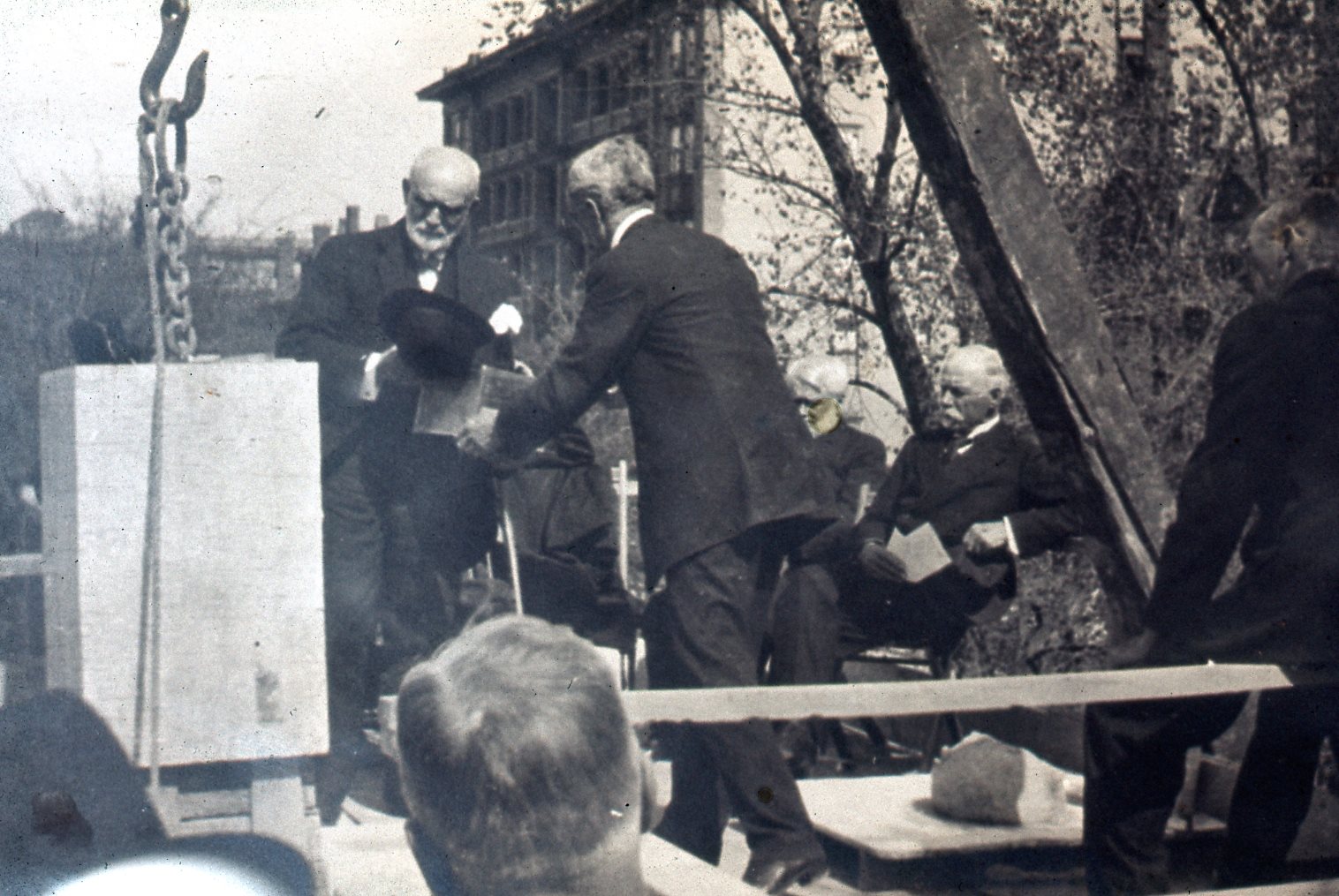 Rev. Du Val at the installation of the cornerstone.